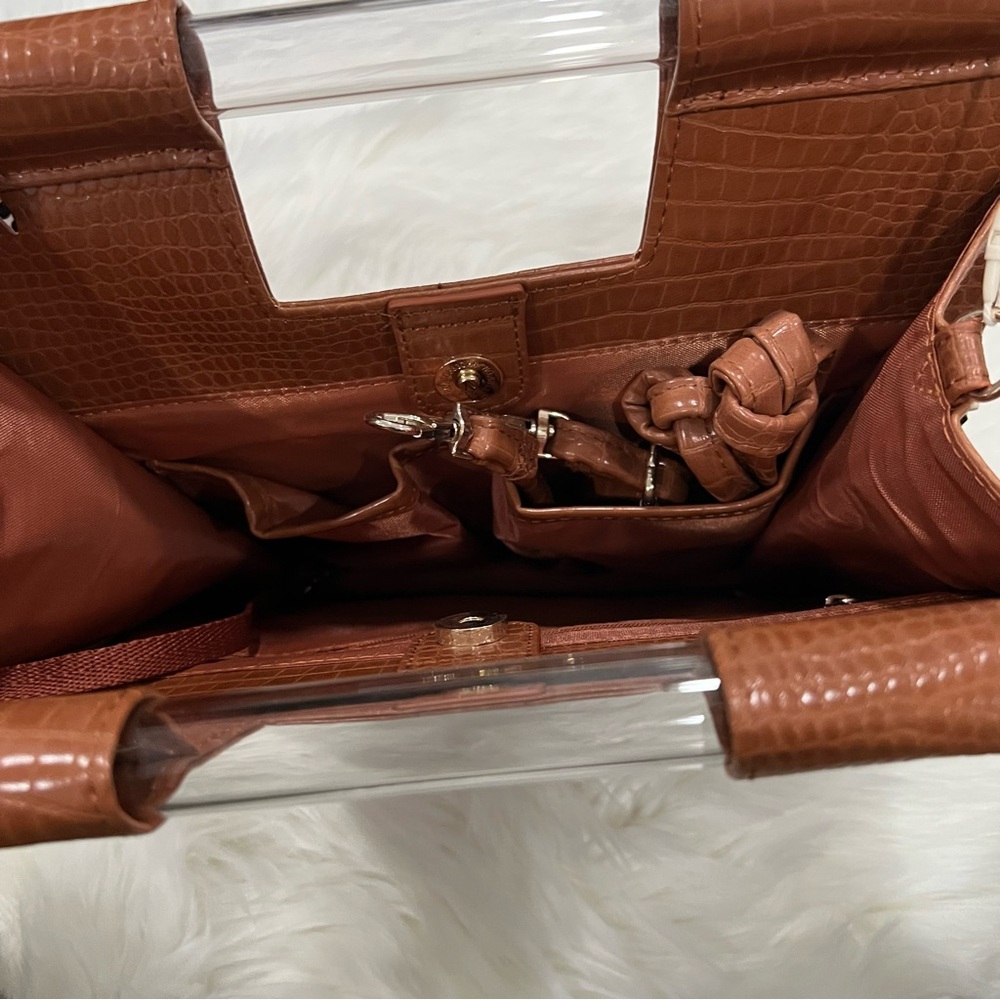 BEIS Tan Crocodile-Embossed Crossbody Tote NWT - Picture 7 of 9